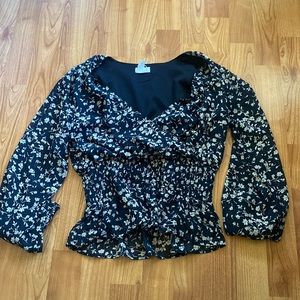Black/cream floral top